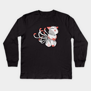 Nine Tail Cat (Red) Kids Long Sleeve T-Shirt